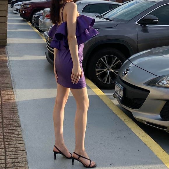 Purple Ruffle Mini Dress - Picture 5 of 5